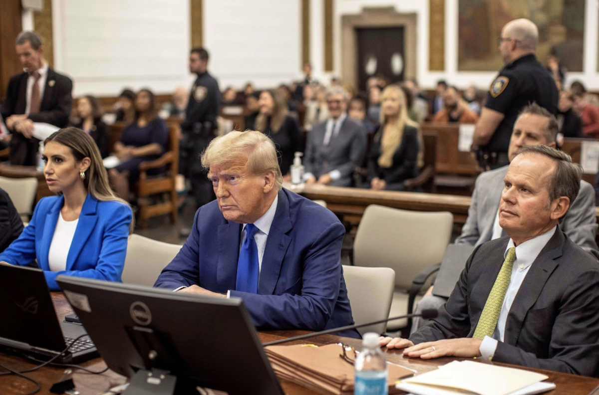 Donald Trump, in court for his New York criminal trial. The trial is over many different indictments, most pertinent of which include hush money payments and concealing of damaging information in relation to his businesses.